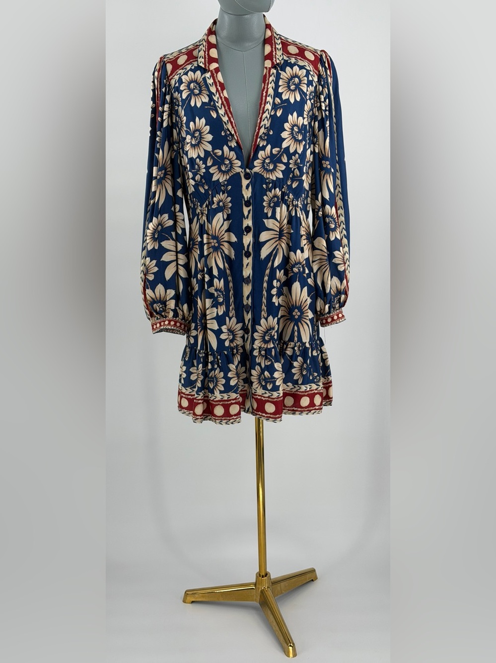 🆕 FARM Rio 🧿 NWOT Luna Floral Printed Mini Dress, Blue - Sz Large - Picture 5 of 16